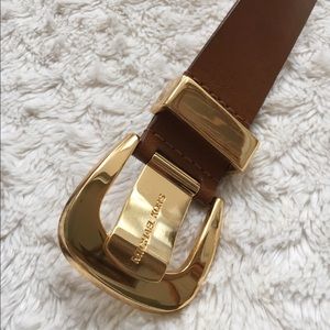 Michael Kors Tan Leather Belt w/Gold Buckle