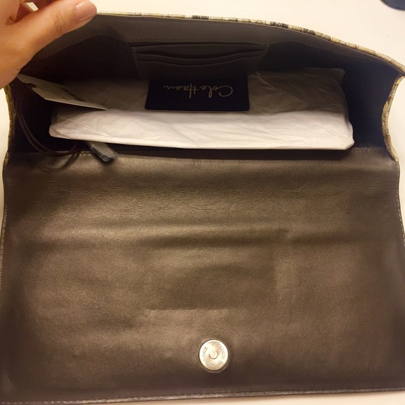 Brand New ColeHann Snakeskin Patent Leather Clutch