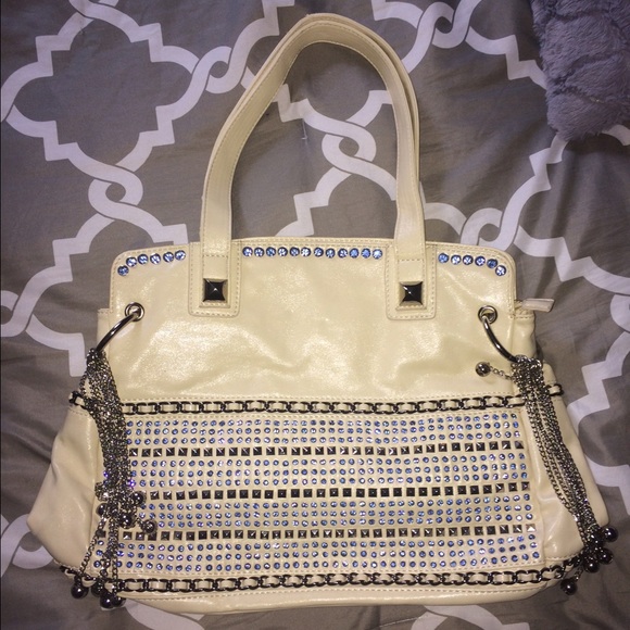 Blue Elegance stud shoulder bag
