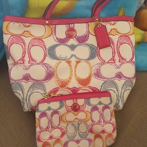 SOLDCoach Signature Scribble Print Tote & Wristlet