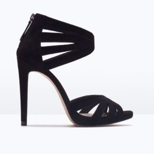 New ZARA black suede high heels / sandals