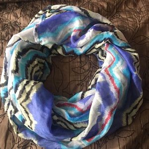 Blue patterned infinity scarf