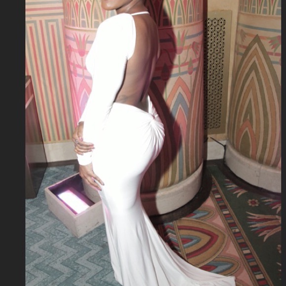 White gown-prom dress-ball dress. Formal attire.