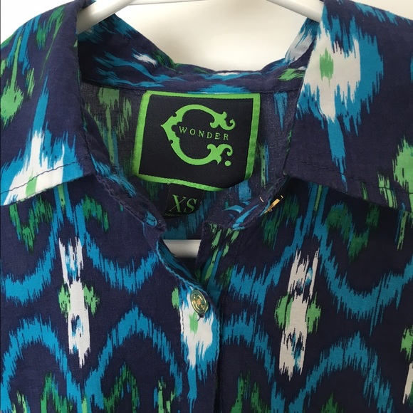 C.Wonder Ikat Print Popover Button Down - image 2