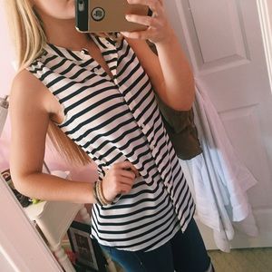 J.Crew navy and white striped top
