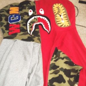 Red BAPE shark hoodie