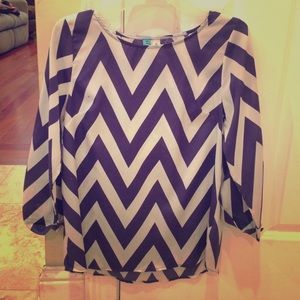 Blue and white chevron blouse