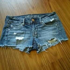 American Eagle Distressed Blue Jean Shorts
