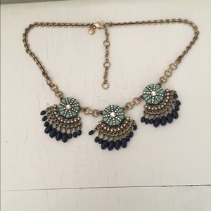 JCrew turquoise beaded fan fringe necklace