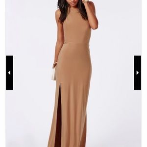 Taupe high neck maxi dress