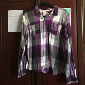 Purple Plaid Button Up