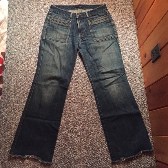 Banana Republic jeans with frayed bottoms