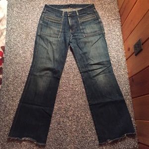 Banana Republic jeans with frayed bottoms