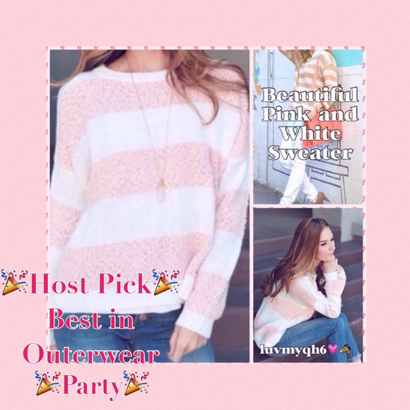 Pink and White Sweater🎉2XHP🎉 - Picture 1 of 3