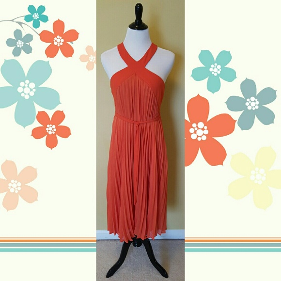 PLEATED HALTER DRESS