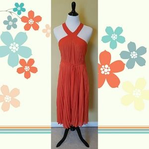 PLEATED HALTER DRESS