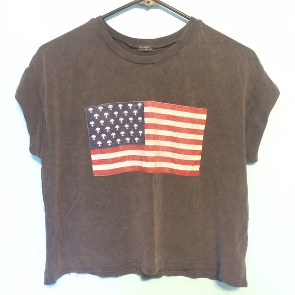 J Galt Graphic American Flag Alien Tee