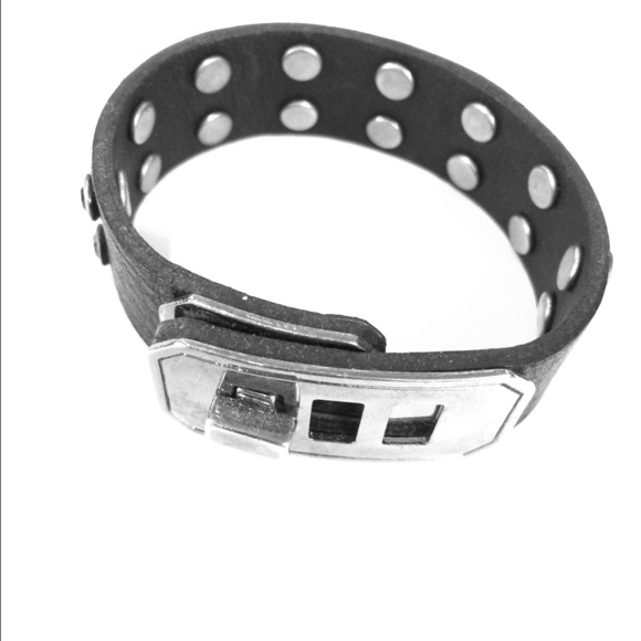 Crystal studded leather bracelet