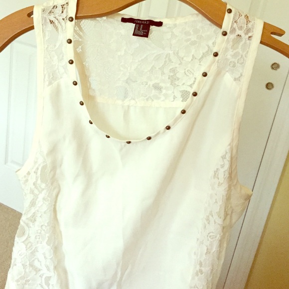 Fit and flare cream top with racer back