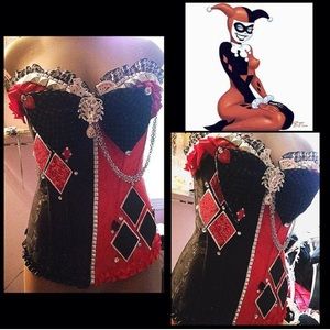Harley Quinn costume/ rave bra-corset