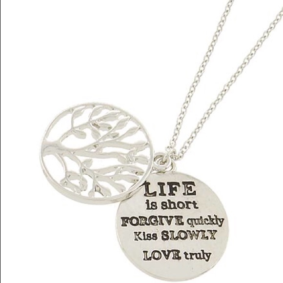 Tree of life pendant w/ message necklace