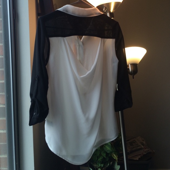 By & By sheer cut out back blouse 3/4 sleeve