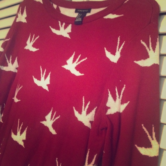 F21 bird print sweater