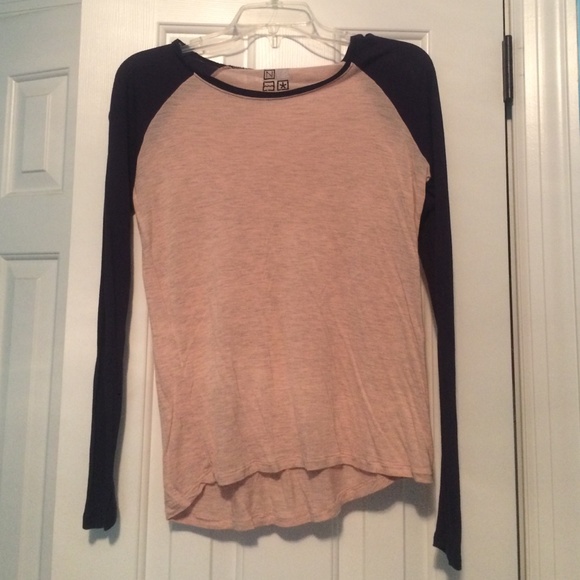 Navy blue and pink baseball tee