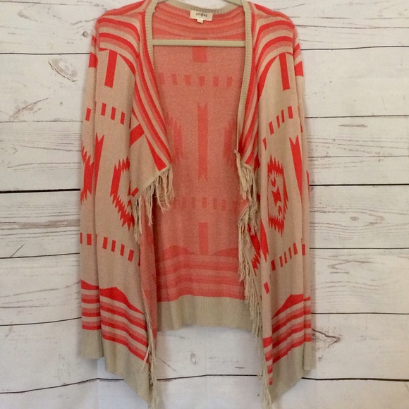 Frayed Tribal Print Kimono Sweater - Picture 3 of 4