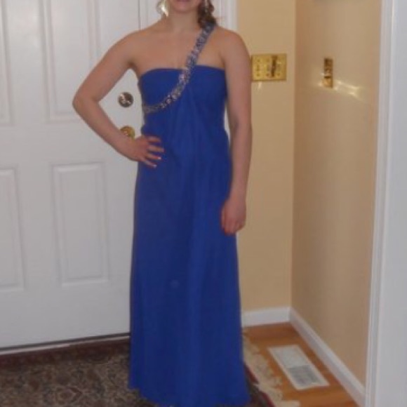 Blue One Strap Prom Dress
