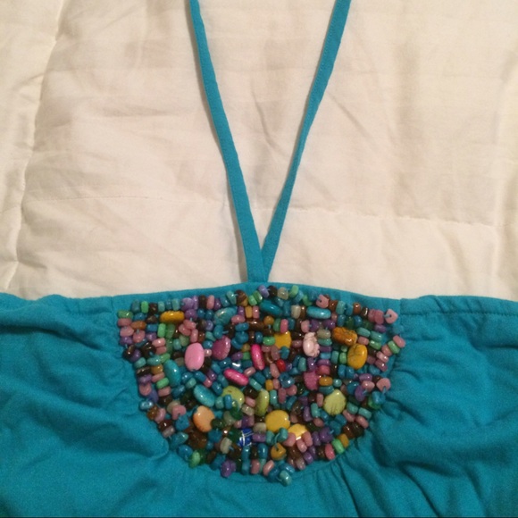 Turquoise Halter Dress - Picture 3 of 3