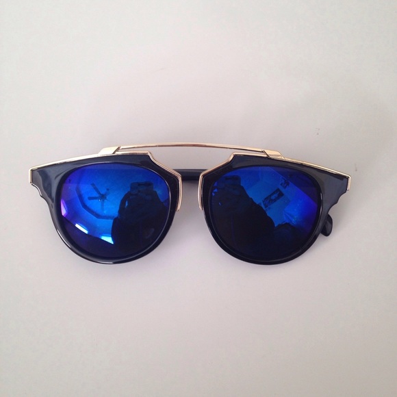 Blue, Black and Gold Mirrored Sunglasses