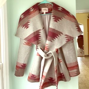 Aztec printed pea coat