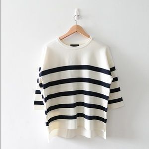 White and Navy Stripe knit top