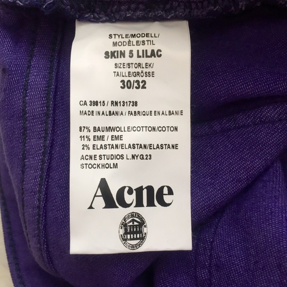 SOLD! NWT Acne Studios Lilac Skin 5 Jeans - Picture 4 of 4