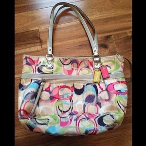 Authentic coach multi color purse