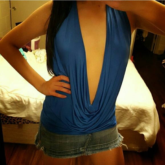 Blue top.