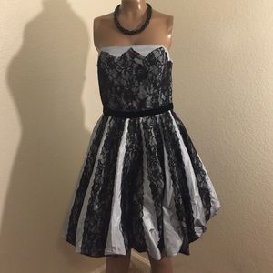 Betsy Johnson periwinkle and lace strapless dress