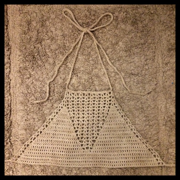 Tan Woven Halter Crop Top - Picture 3 of 4