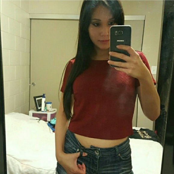 Red crop top.