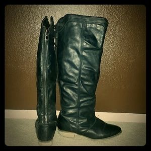 Black calf high boots