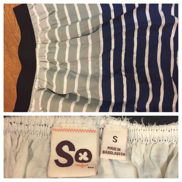 SO Blue & Gray w/ White Stripe Mini Skirt Sz Sm - Picture 2 of 2