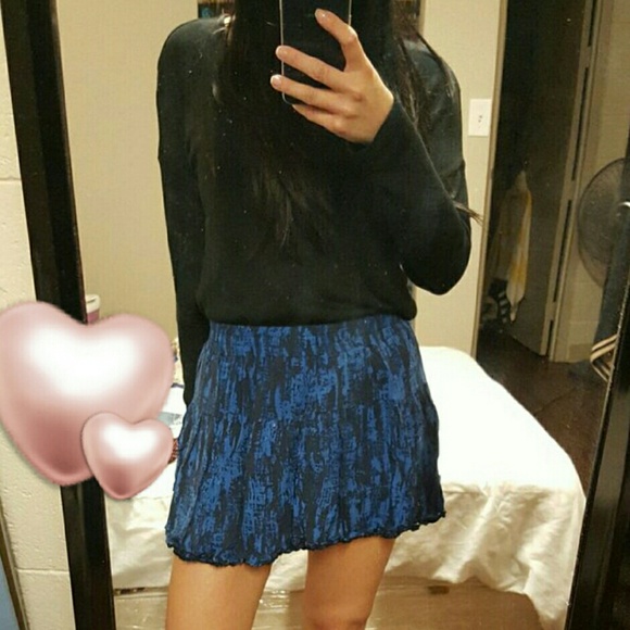 Blue and dark blue skirt.
