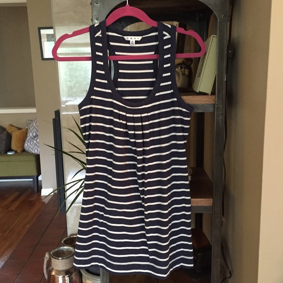 CAbi striped gathered tank, Sz Medium, excellent
