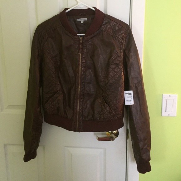 Charlotte Russe Burgundy Faux Leather Jacket