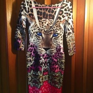 Leopard Print Bodycon Midi Dress