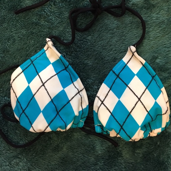 👙 Triangle Checkered Bikini Top