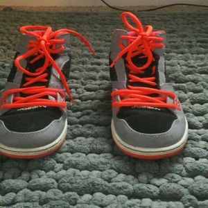 Gray, Black, and Orange Air Jordans