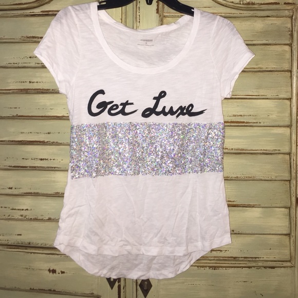 Get Luxe glitter white tee