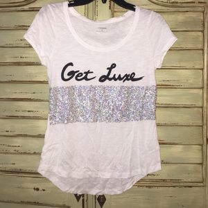 Get Luxe glitter white tee